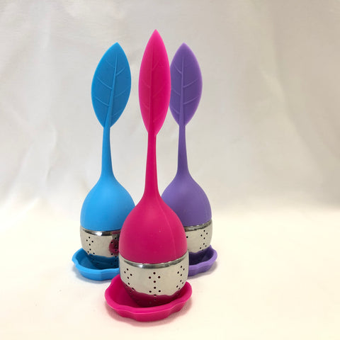 Tea Infuser Stainless Steel & Silicone with tray