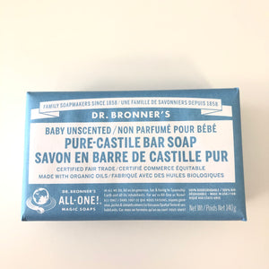 Dr. Bronner's Castile Soap Unscented Baby Bar Soap