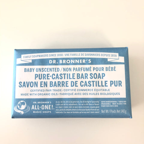 Dr. Bronner's Castile Soap Unscented Baby Bar Soap