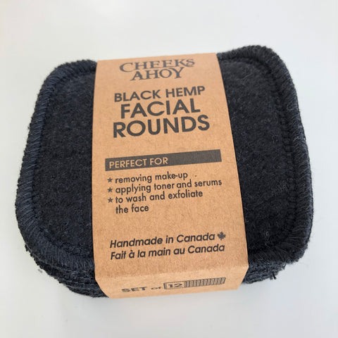 Cheeks Ahoy Hemp Facial Rounds Black set of 12