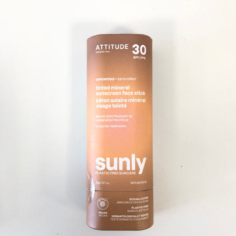 Attitude Tinted Mineral Sunscreen Stick Unscented Face Stick