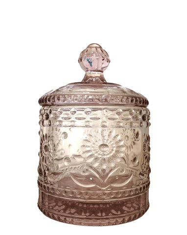 Pink garden Jar with Lid