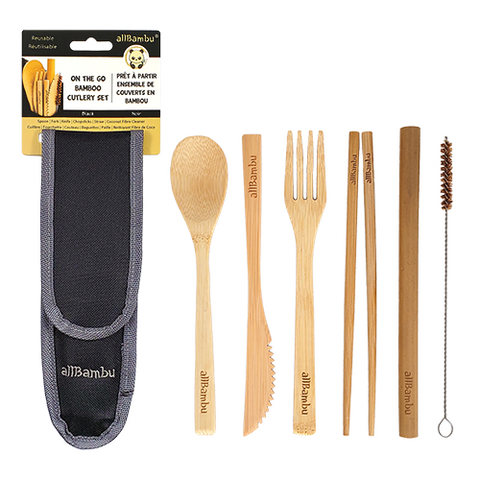 allBambu Inc Bamboo Cutlery/Utensil Set