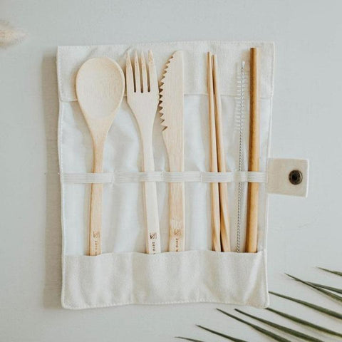 Bamboo Cutlery Set/Eco Friendly Utensils with Pouch Travel