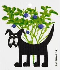 Swedish dish cloth Dog in Blueberry Forest